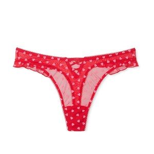 Victoria’s Secret Red Heart Lace-Up Thong